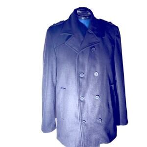 Alpine Swiss Black Wool Blend Jacket. M